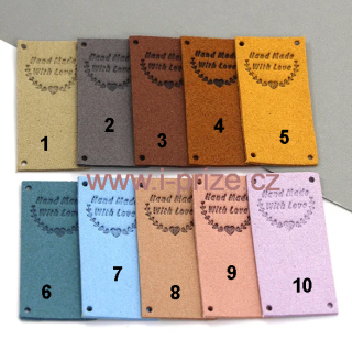 Koženkový štítek Handmade č.4 - imitace semiše